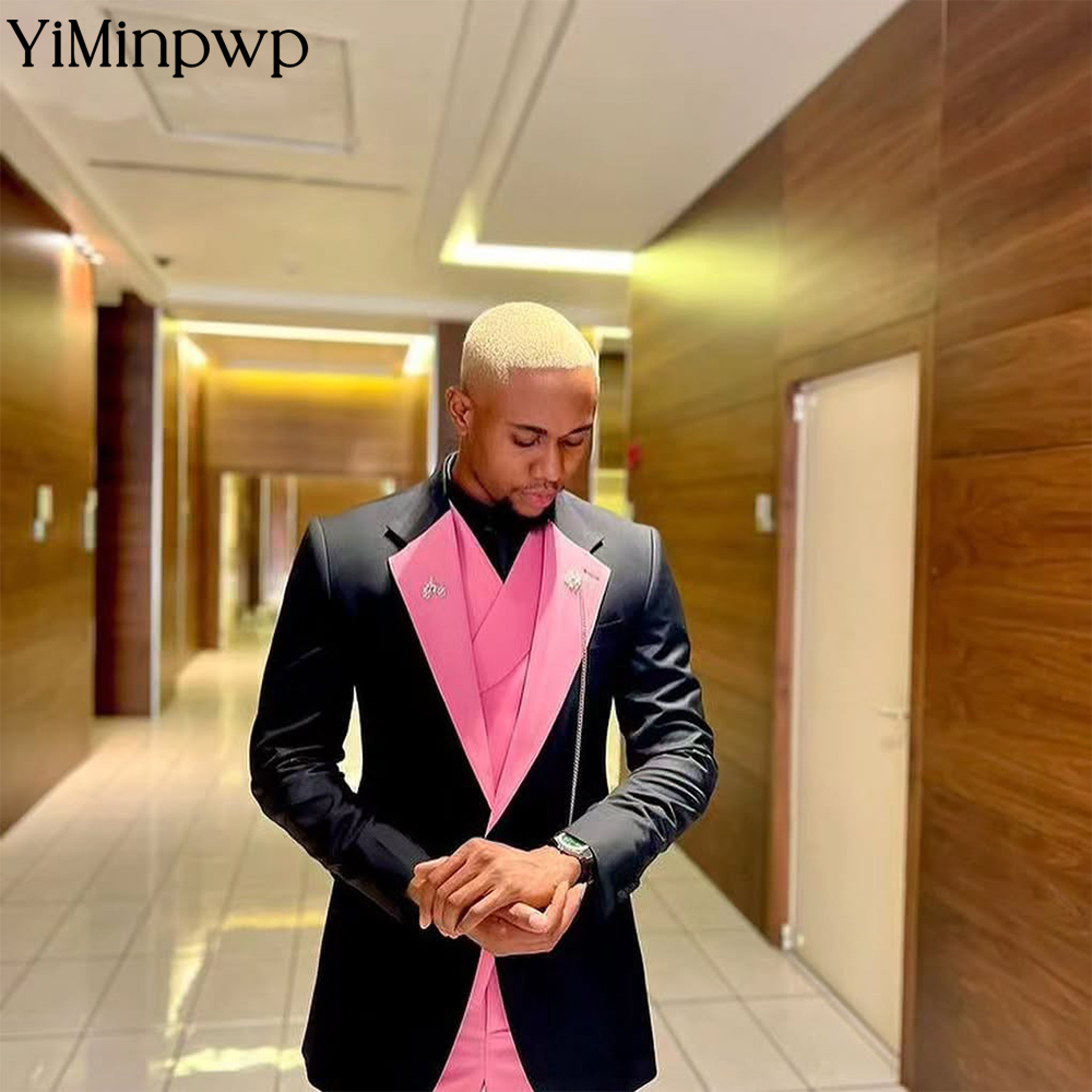 Men Formal Wear Clothes - YiMinpwp-traje rosa bonito para hombre, ropa